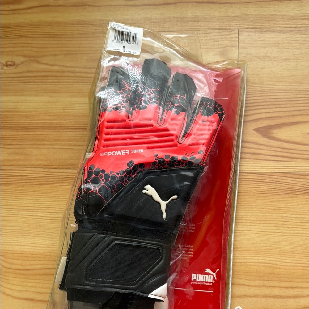 Puma Black and Red Goalkeeper Gloves size 8 new